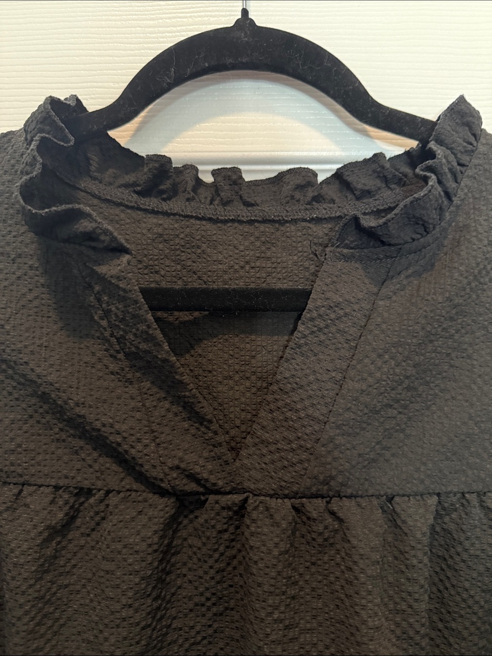 Black Ruffle Sleeve Women’s Top - Picture 3 of 4